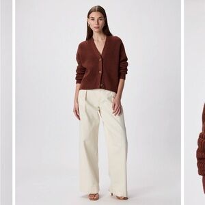 Quince organic cotton fisherman boxy cropped Cardigan